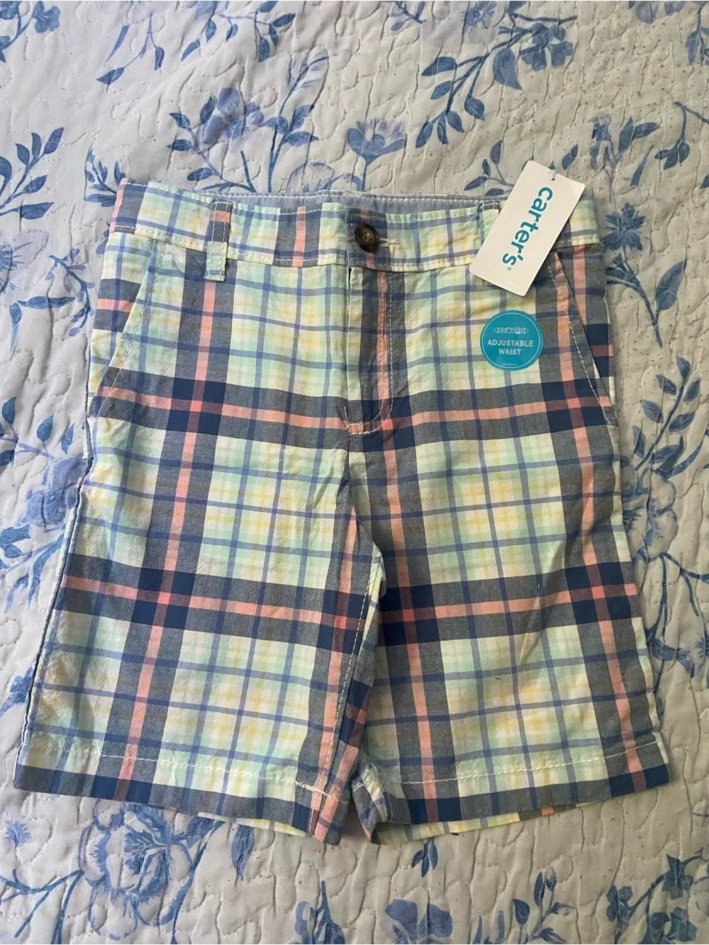 Carter's Pastel Plaid Kids Shorts in Blue, Pink & Yellow